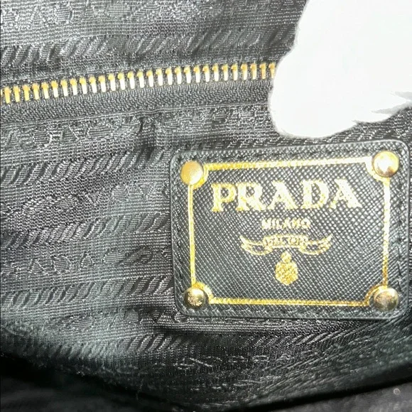 Prada Black Nylon Large Tote Bag with Leather Trim & Strap - Picture 11 of 17